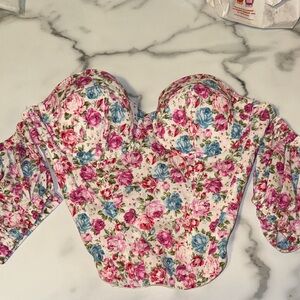 Floral Off-Shoulder Women's Top Corset